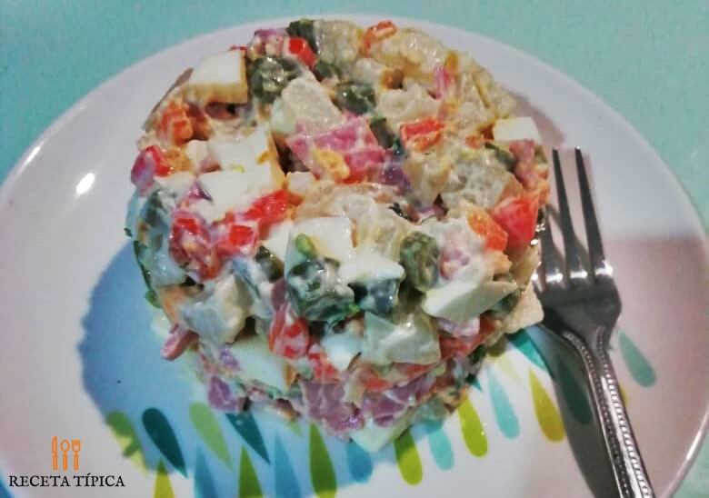 Dish with Russian salad
