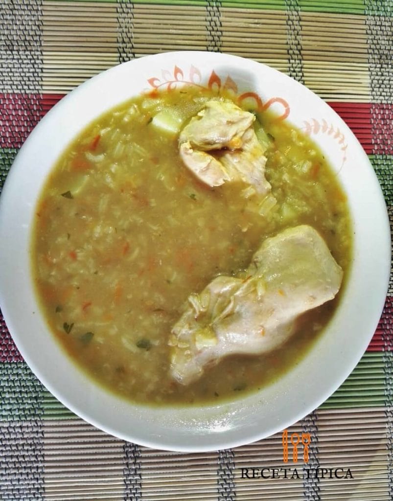 Dish with Chicken Rice Soup