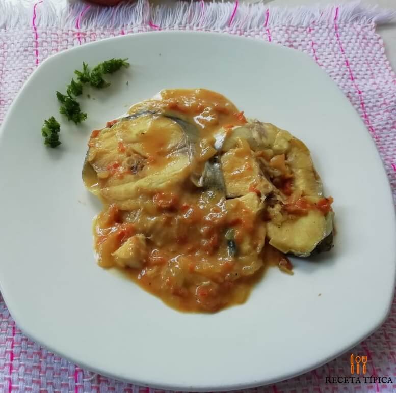 Dish with catfish in sauce