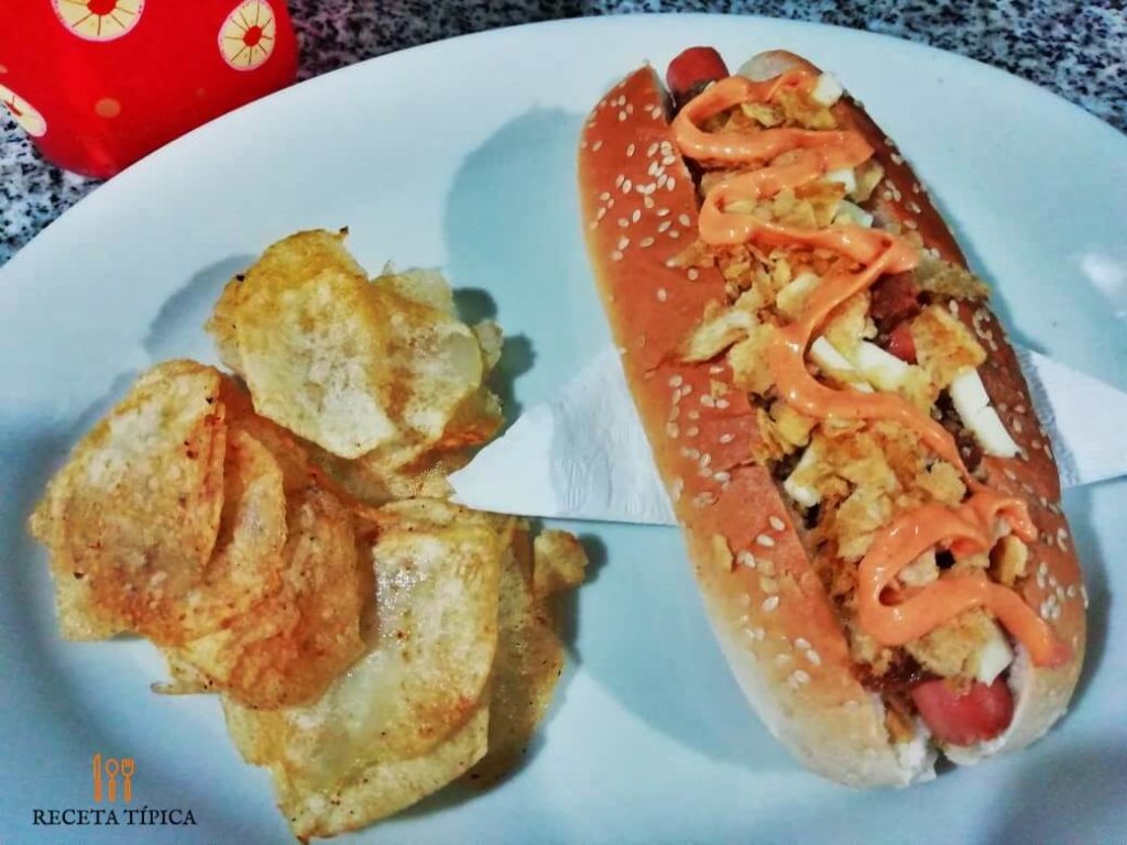 Dish with hot dog