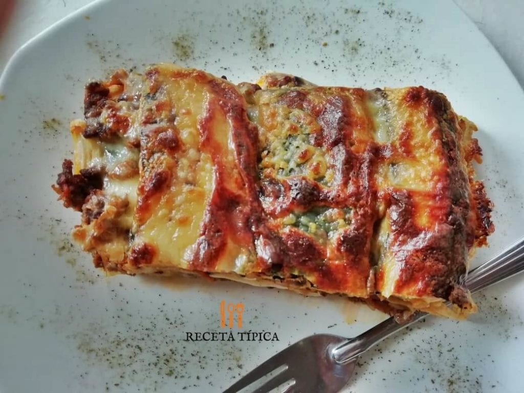 plate with sweet plantain lasagna